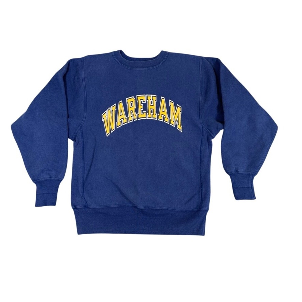 Vintage Champion Reverse Weave Wareham Sweatshirt Navy Blue Large Made in USA